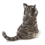 Folkmanis Mini Tabby Cat Finger Puppet. Gray; Black; White - Image 4